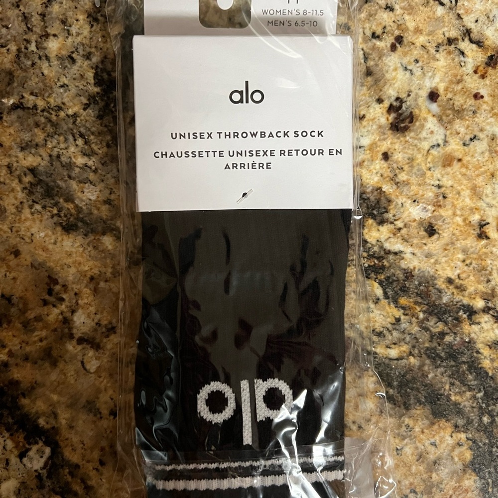 ALO Black Throwback Athletic Socks